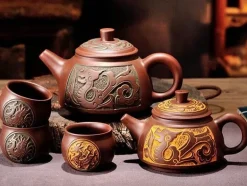 Teekannen-Set aus Yixing-Bronze – Antiker lila Schlamm, 300 ml, 550 ml