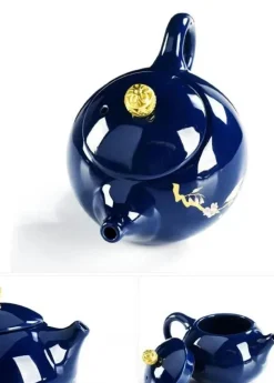 Teekannen-Set aus Yixing-Ton – Edler blauer Porzellankessel, Kaffee-Samowar