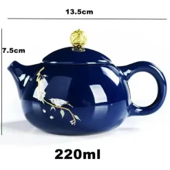 Teekannen-Set aus Yixing-Ton – Edler blauer Porzellankessel, Kaffee-Samowar