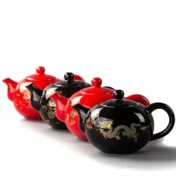Teekannen-Set mit rotem chinesischen Drachen – Kung-Fu-Teekessel