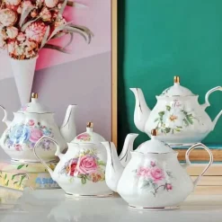 Teekannen-Set „Pink Camellia“ – Hochwertiges Porzellan-Teegeschirr