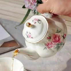 Teekannen-Set „Pink Camellia“ – Hochwertiges Porzellan-Teegeschirr