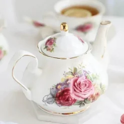 Teekannen-Set „Pink Camellia“ – Hochwertiges Porzellan-Teegeschirr