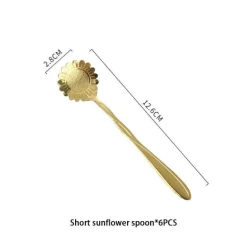 Teelöffel-Set aus Edelstahl mit goldener Blume – elegante Kaffee- und Dessertlöffel