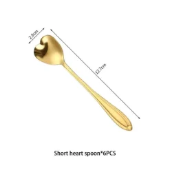 Teelöffel-Set aus Edelstahl mit goldener Blume – elegante Kaffee- und Dessertlöffel