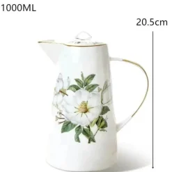 Teeservice aus Bone China – 1000 ml Teekanne mit Tassen für den Nachmittagstee