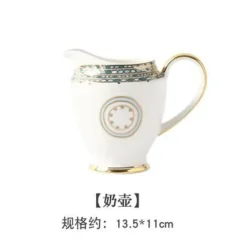 Teeservice aus Bone China – Teekanne aus Porzellan mit blauen Punkten, Tassen, Milchkännchen, Zuckerdose