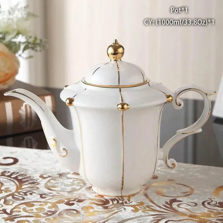 Teeservice aus Bone China – Elegante Kaffeekanne aus Porzellan, Milchkännchen, Zuckerdose