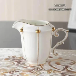 Teeservice aus Bone China – Elegante Kaffeekanne aus Porzellan, Milchkännchen, Zuckerdose
