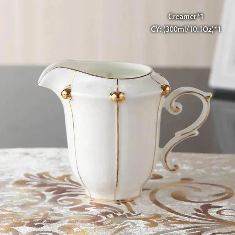 Teeservice aus Bone China – Elegante Kaffeekanne aus Porzellan, Milchkännchen, Zuckerdose
