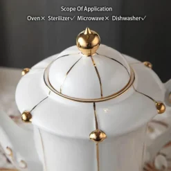 Teeservice aus Bone China – Elegante Kaffeekanne aus Porzellan, Milchkännchen, Zuckerdose