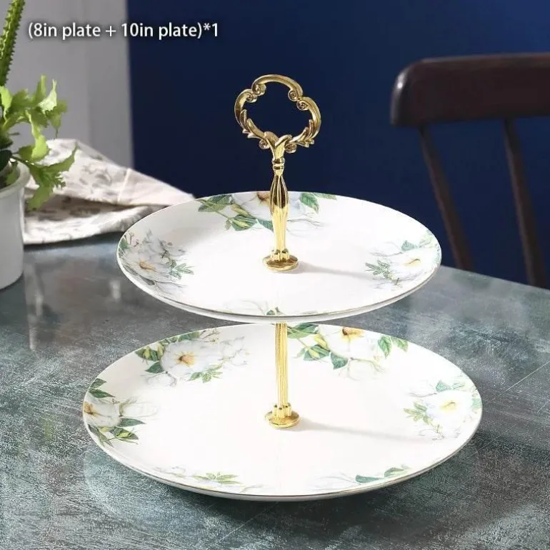 Teeservice mit Kamelien-Blumenmotiv – Teekanne aus Knochenporzellan, Teetasse und Sieb
