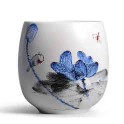 Teetasse aus Keramik – Kung-Fu-Trinkgeschirr aus weißem Porzellan mit Henkel