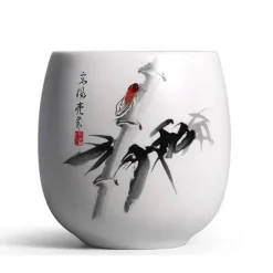 Teetasse aus Keramik – Kung-Fu-Trinkgeschirr aus weißem Porzellan mit Henkel