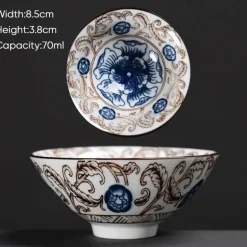 Teetasse aus Keramik – Sake-Tasse aus blau-weißem Porzellan