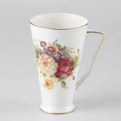 Teetassen-Set aus Bone China mit Blumenmuster – elegantes europäisches Design mit Löffel