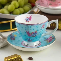 Teetassen-Set aus Bone China mit Blumenmuster – 180 ml Nachmittagsteetassen