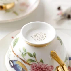 Teetassen-Set aus Bone China – Pastorales Vogel-Design, 200 ml, englische Kaffeetassen aus Porzellan