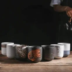 Teetassen-Set aus grober Keramik – 250 ml Kaffeetassen