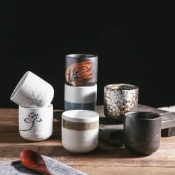 Teetassen-Set aus grober Keramik – 250 ml Kaffeetassen