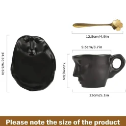 Teetassen-Set aus Keramik mit küssenden Paaren – romantisches Geschenk für Paare mit Untertasse und Löffel