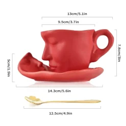 Teetassen-Set aus Keramik mit küssenden Paaren – romantisches Geschenk für Paare mit Untertasse und Löffel