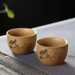 Teetassen-Set aus Keramik – handbemalt, japanisch-chinesischer Puer-Stil