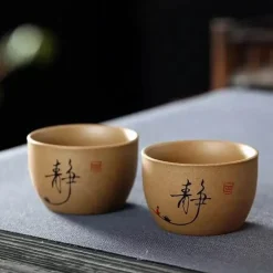 Teetassen-Set aus Keramik – handbemalt, japanisch-chinesischer Puer-Stil