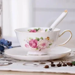 Teetassen-Set aus Keramik – elegante Kaffeetassen aus britischem Porzellan, 200 ml