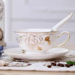 Teetassen-Set aus Keramik – elegante Kaffeetassen aus britischem Porzellan, 200 ml