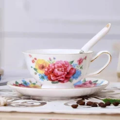 Teetassen-Set aus Keramik – elegante Kaffeetassen aus britischem Porzellan, 200 ml