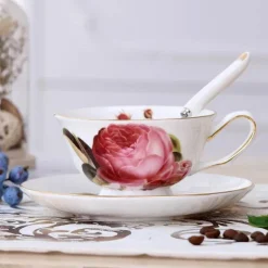 Teetassen-Set aus Keramik – elegante Kaffeetassen aus britischem Porzellan, 200 ml