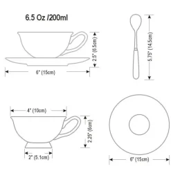 Teetassen-Set aus Keramik – elegante Kaffeetassen aus britischem Porzellan, 200 ml