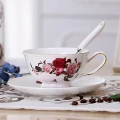 Teetassen-Set aus Keramik – elegante Kaffeetassen aus britischem Porzellan, 200 ml