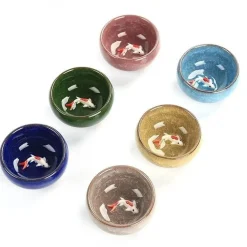 Teetassen-Set aus Keramik mit goldenem Fisch – chinesisches Jingdezhen-Design