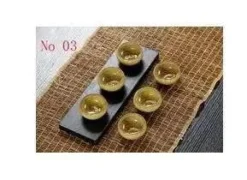 Teetassen-Set aus Keramik mit goldenem Fisch – chinesisches Jingdezhen-Design