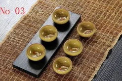 Teetassen-Set aus Keramik mit goldenem Fisch – chinesisches Jingdezhen-Design