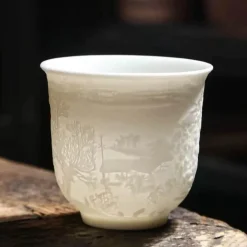 Teetassen-Set aus Knochenporzellan mit Ziegenmotiv – süße Keramiktassen mit Fat-Jade-Design