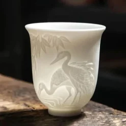 Teetassen-Set aus Knochenporzellan mit Ziegenmotiv – süße Keramiktassen mit Fat-Jade-Design