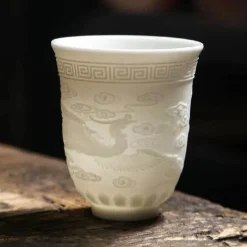 Teetassen-Set aus Knochenporzellan mit Ziegenmotiv – süße Keramiktassen mit Fat-Jade-Design