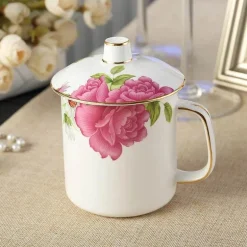 Teetassen-Set aus Porzellan mit Deckel und Löffel