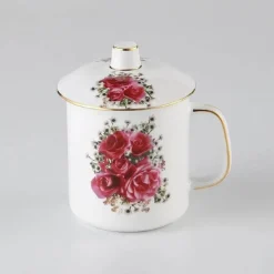 Teetassen-Set aus Porzellan mit Deckel und Löffel