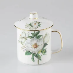 Teetassen-Set aus Porzellan mit Deckel und Löffel