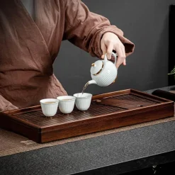 Teezeremonie-Tablett aus Bambus – Teeservice-Zubehör aus Massivholz