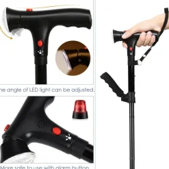 Teleskop-LED-Gehstock - Sicherheitsalarmstock