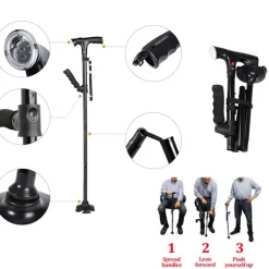 Teleskop-LED-Gehstock - Sicherheitsalarmstock