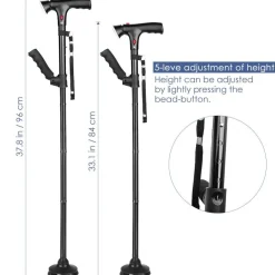 Teleskop-LED-Gehstock - Sicherheitsalarmstock