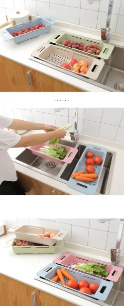 Teleskop-Spülbeckenkorb - Verstellbares Obstsieb