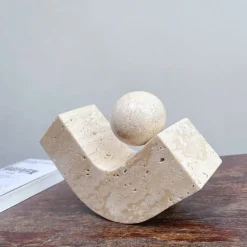 Teravon Balance Ball Stone Accent – Natural Travertine Décor