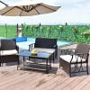 Terrassen-Sitzgruppen-Set für den Außenbereich – 4-teilige Gartenmöbel mit Kissen